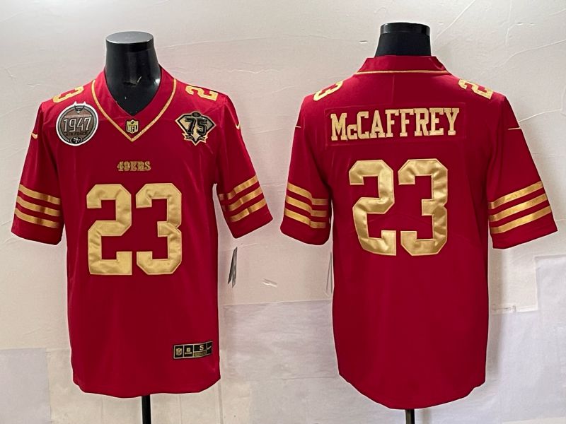 Men San Francisco 49ers #23 Mccafrey Red 75th Nike Limited NFL 2025 Jersey style 08->san francisco 49ers->NFL Jersey